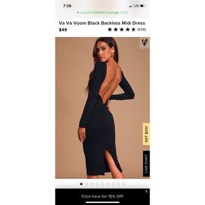 Lulus long black dress with open back